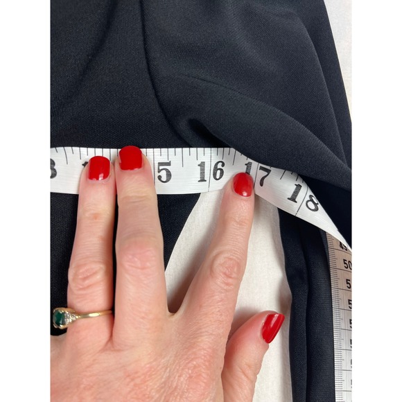 Ronny Kobo Renaldo Black Ruched Asymmetrical Drape Mock Neck Mini Dress L - Picture 6 of 9